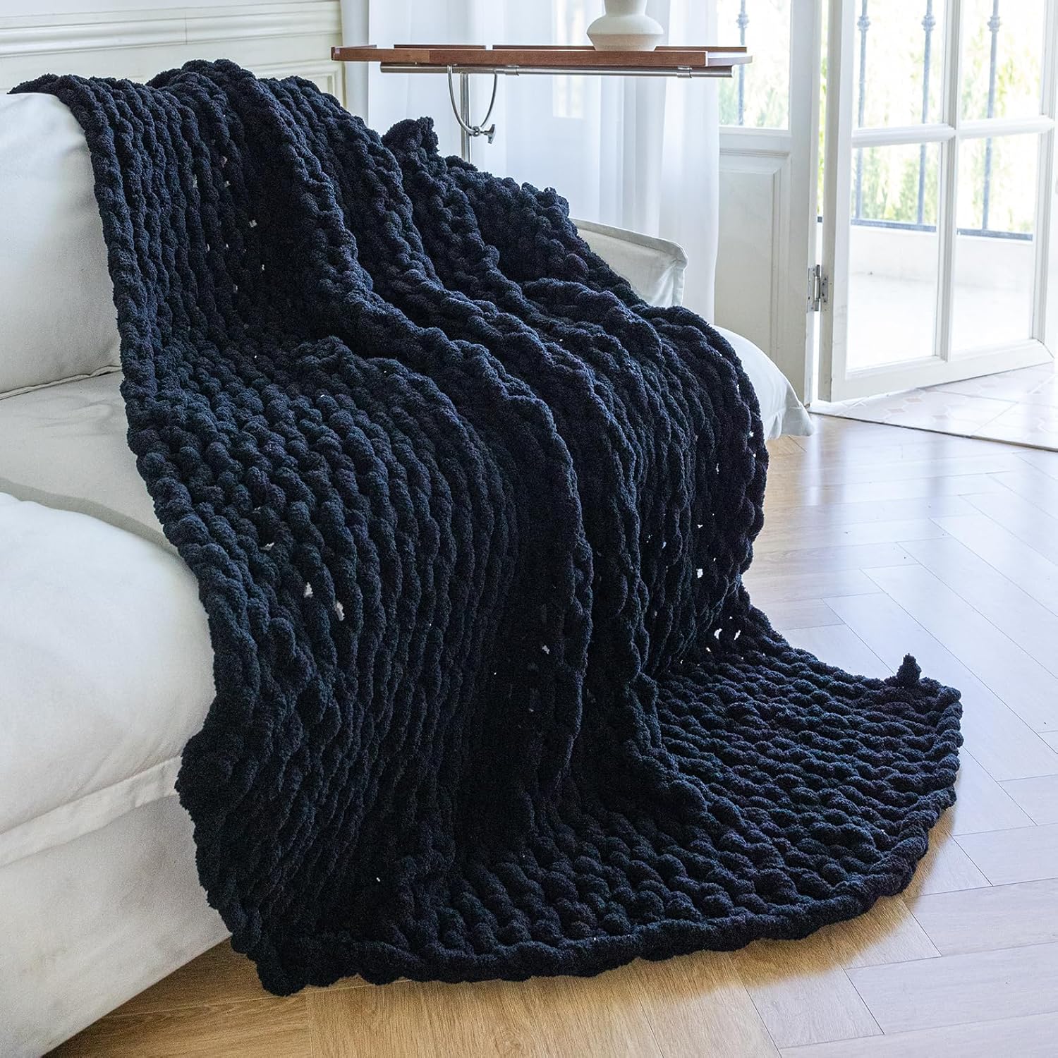 Chunky Knit Blanket - Luxury Soft Cozy 60 * 80 Throw Blanket,100% Woven Blanket Rope Knot Throw