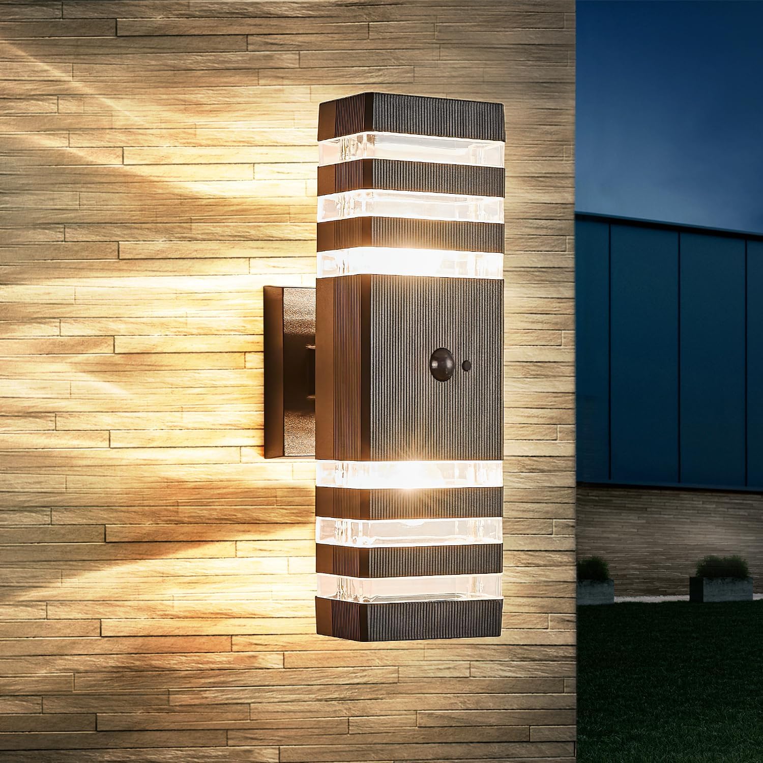 Motion Sensor Outdoor Wall Light Fixture Up Down Porch Lights Modern Dusk to Dawn Exterior Sconce