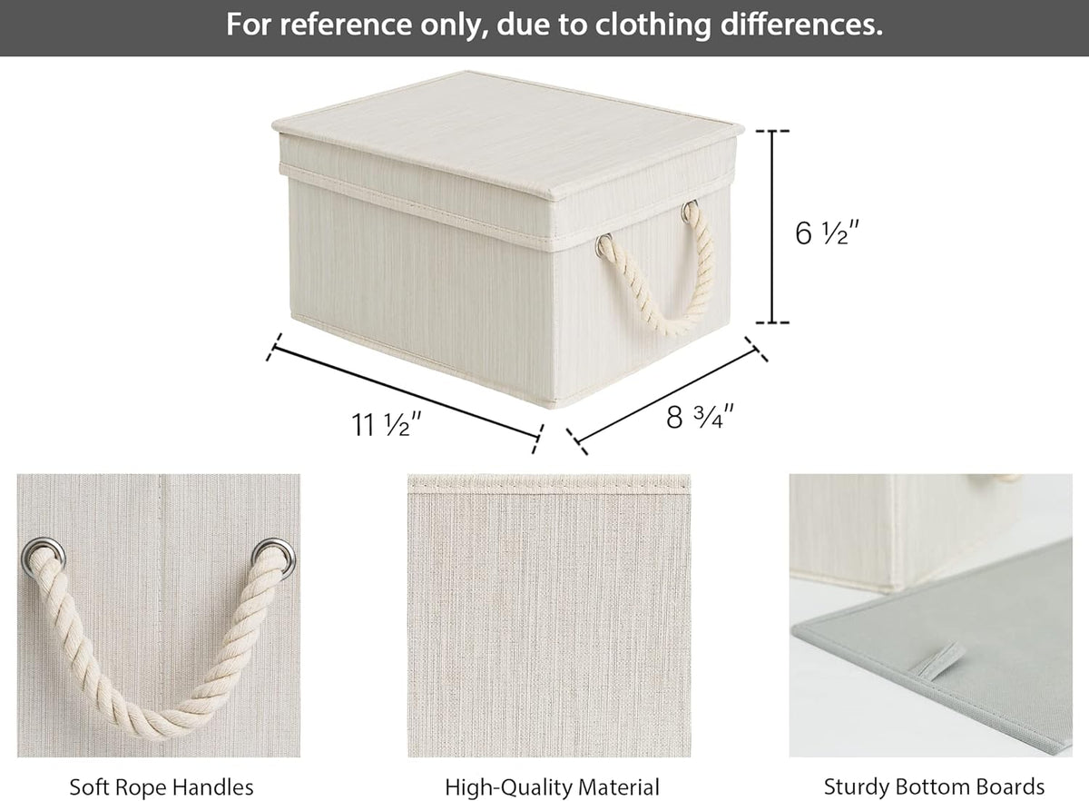 StorageWorks Storage Bins with Lids, Decorative Storage Boxes with Lid and Soft Rope Handles