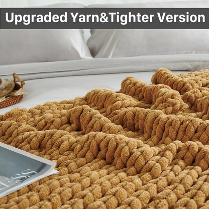 Esterra Chunky Knit Throw Blanket Newly Upgraded Heavy Tighter Version, Handmade Chenille Throw