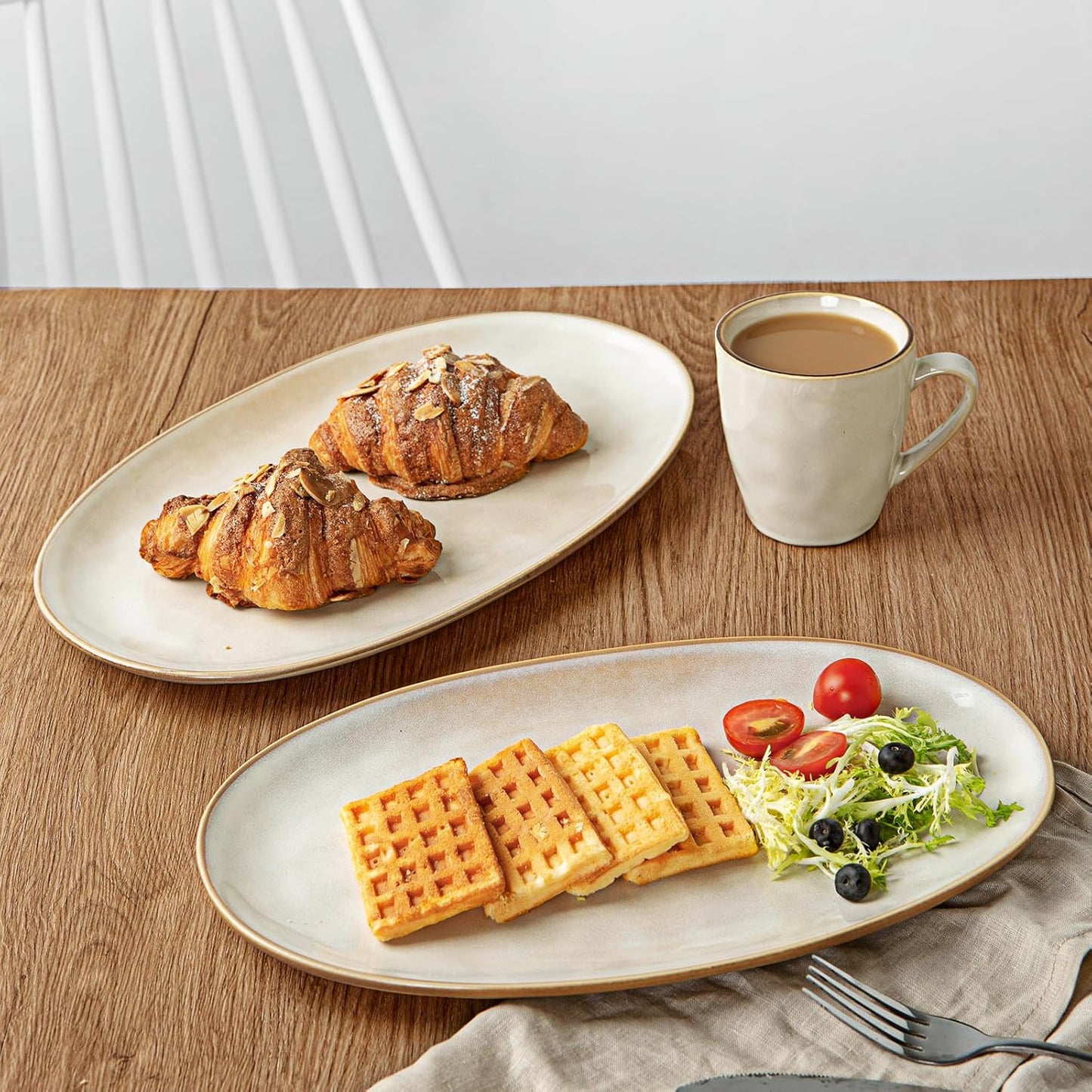 famiware Serving Platter, Oval 15.59/14.3/12.9 inch Serving Dishes for Entertaining, Serving Bowls
