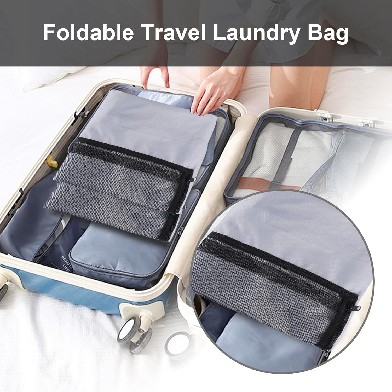 Laundry Bag Backpack Durable Laundry Bag with Shoulder Straps and Mesh Pockets Portable Laundry