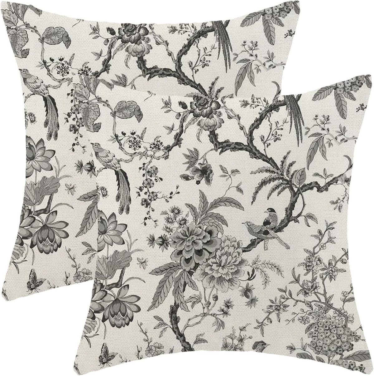 CXMEIFLY Spring Floral Birds Pillow Covers 20 x 20 Inch Set of 2 for Chinoiserie Flowers Decor