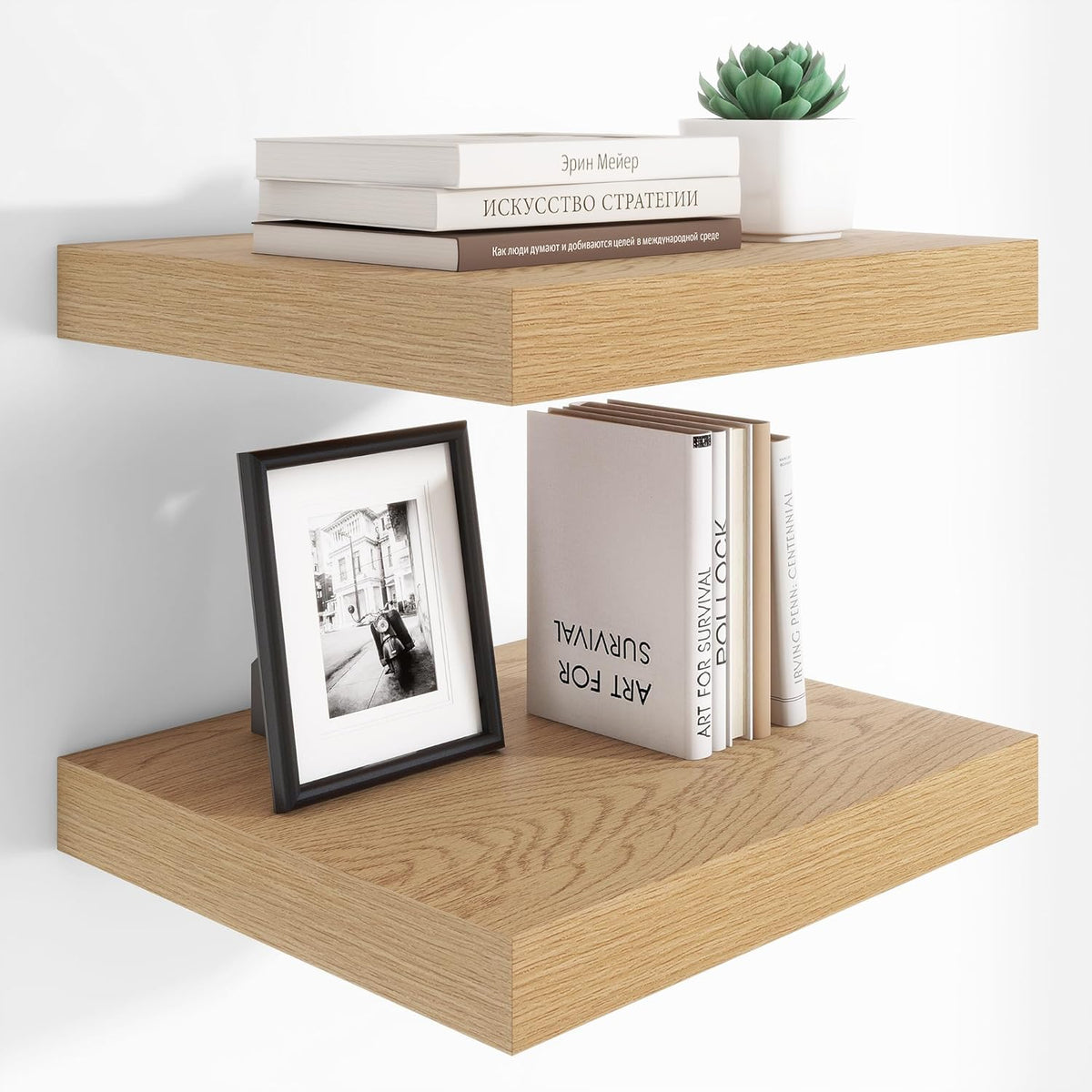 Heimlove 12 Inch Deep Floating Shelves, 16 x 12 inches Long Wall Shelf, Large Extra Display Shelf &