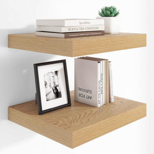 Heimlove 12 Inch Deep Floating Shelves, 16 x 12 inches Long Wall Shelf, Large Extra Display Shelf &