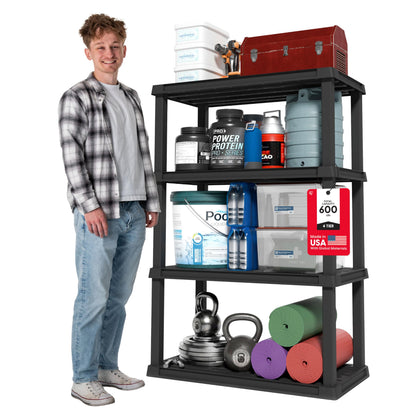 IRIS USA Plastic Storage Shelves |Made in USA| 56"H x 36"W x 18"D - Black