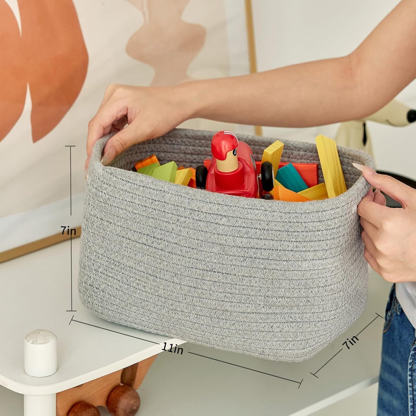Small Baskets Set of 3-11"x7"x7" Perfect Toy Baskets for Storage, Ideal Storage Basket for Cube