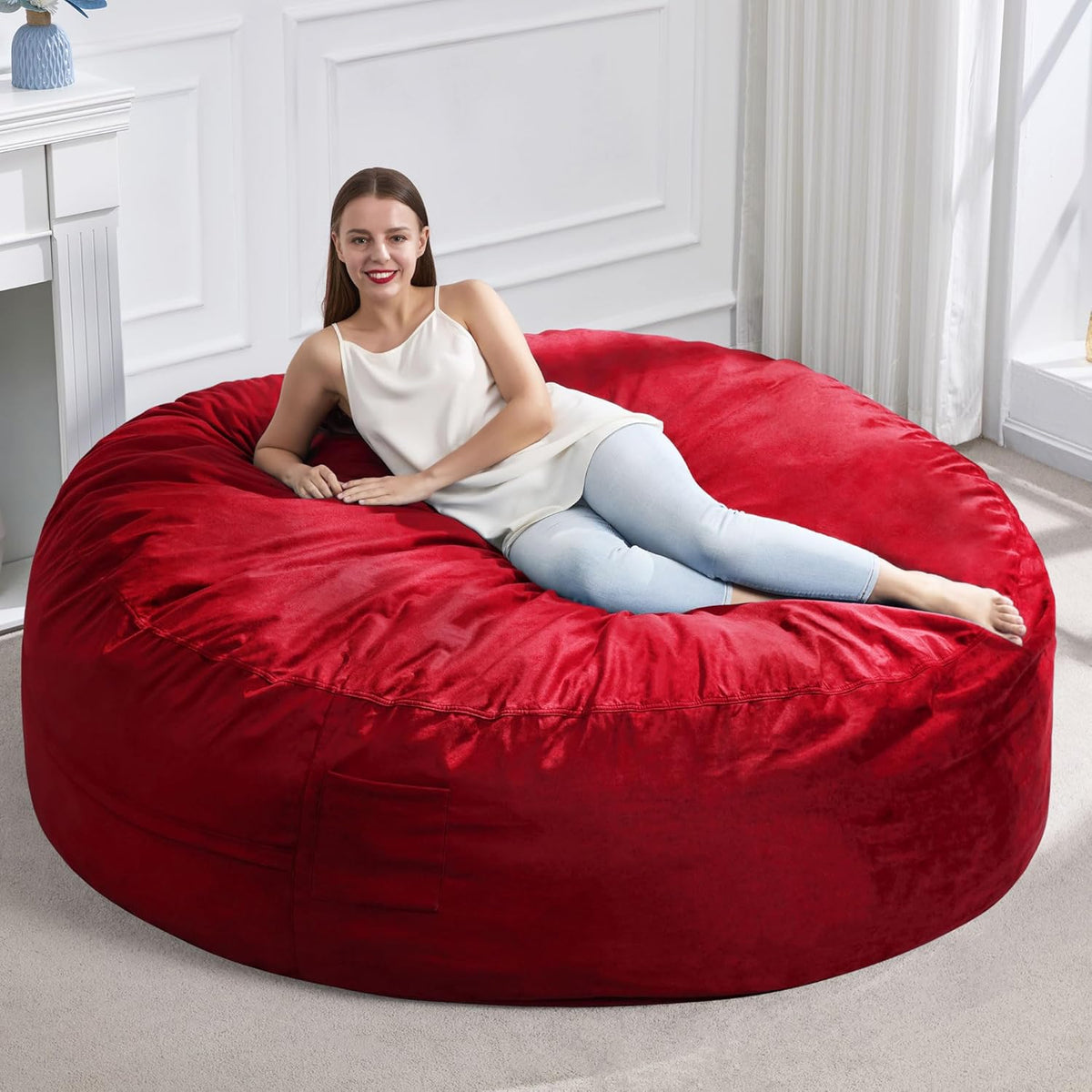 Hobestluk 6FT Bean Bag Chair Bean Bag Chairs for Adults Giant Bean Chairs with Velvet Cover, Memory