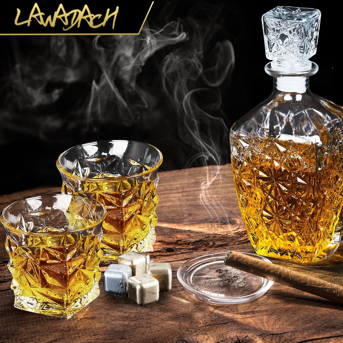 Whiskey Decanter Set,Liquor Decanter Set with 2 Glasses,Decanter set for Men,Decanter for