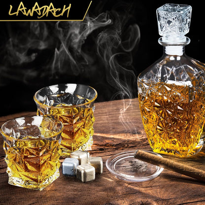 Whiskey Decanter Set,Liquor Decanter Set with 2 Glasses,Decanter set for Men,Decanter for