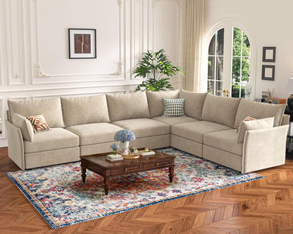 135.5" Oversized Modular Sectional Sofa, L Shaped Convertible Couch with Movable Ottoman, Large 6