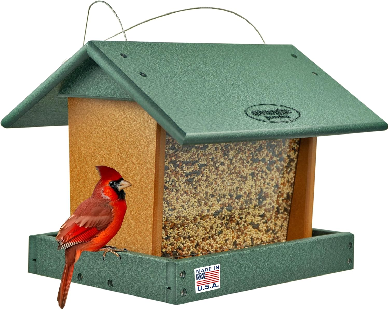 Poly Hanging Hopper Bird Feeder, Large Hanging Bird Feeder for Outside, Outdoors - Amish American
