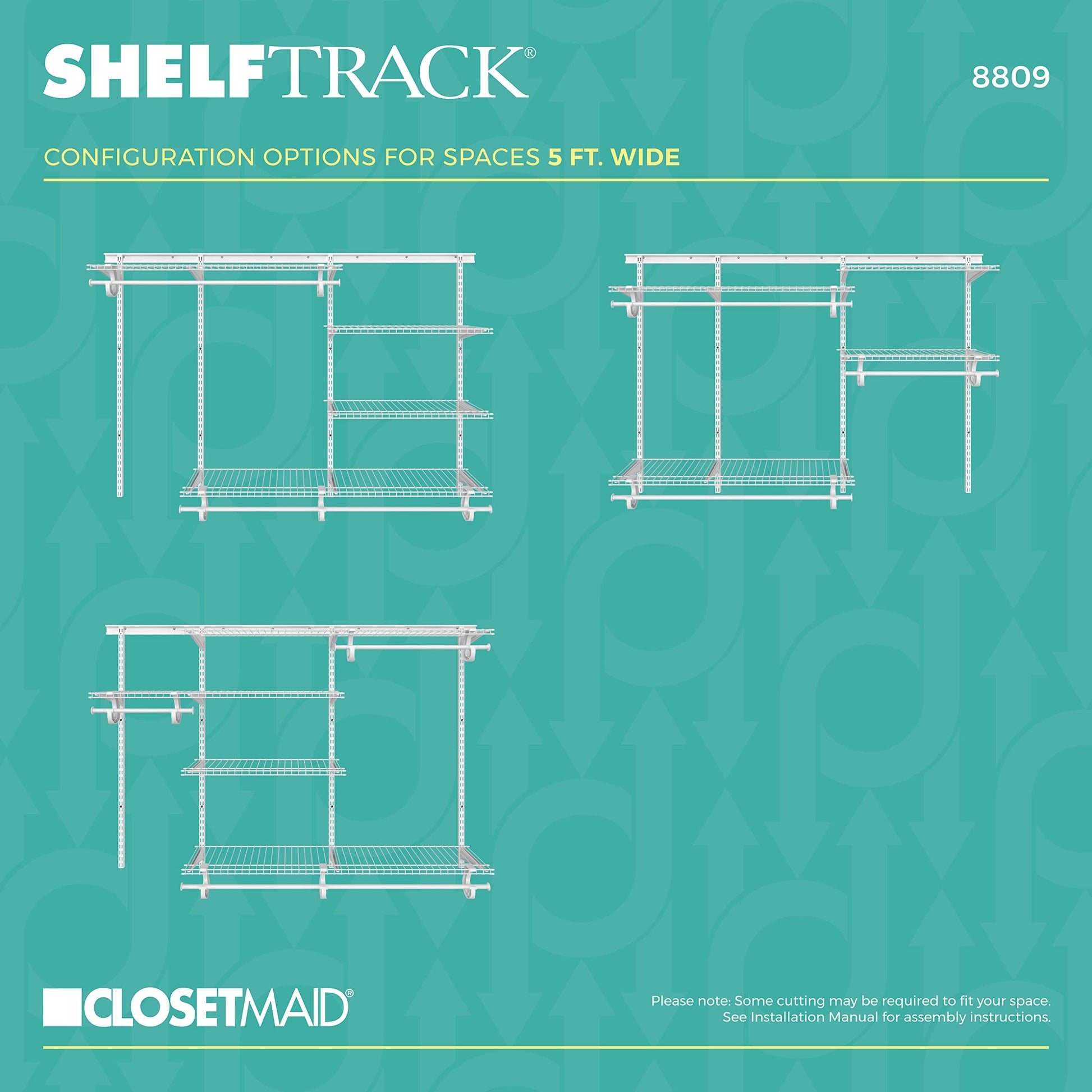 ClosetMaid ShelfTrack Wire Closet Organizer System, Adjustable from 5 to 8 Ft., with Shelves