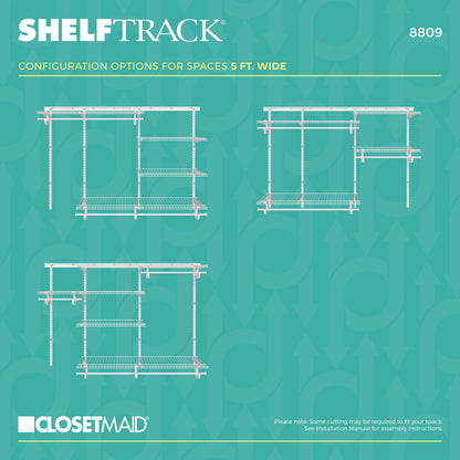 ClosetMaid ShelfTrack Wire Closet Organizer System, Adjustable from 5 to 8 Ft., with Shelves