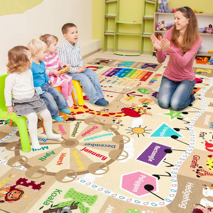 4x6 Playroom Rugs for Kids Washable, Educational and Fun Playmat with ABC Alphabet Animals Shapes