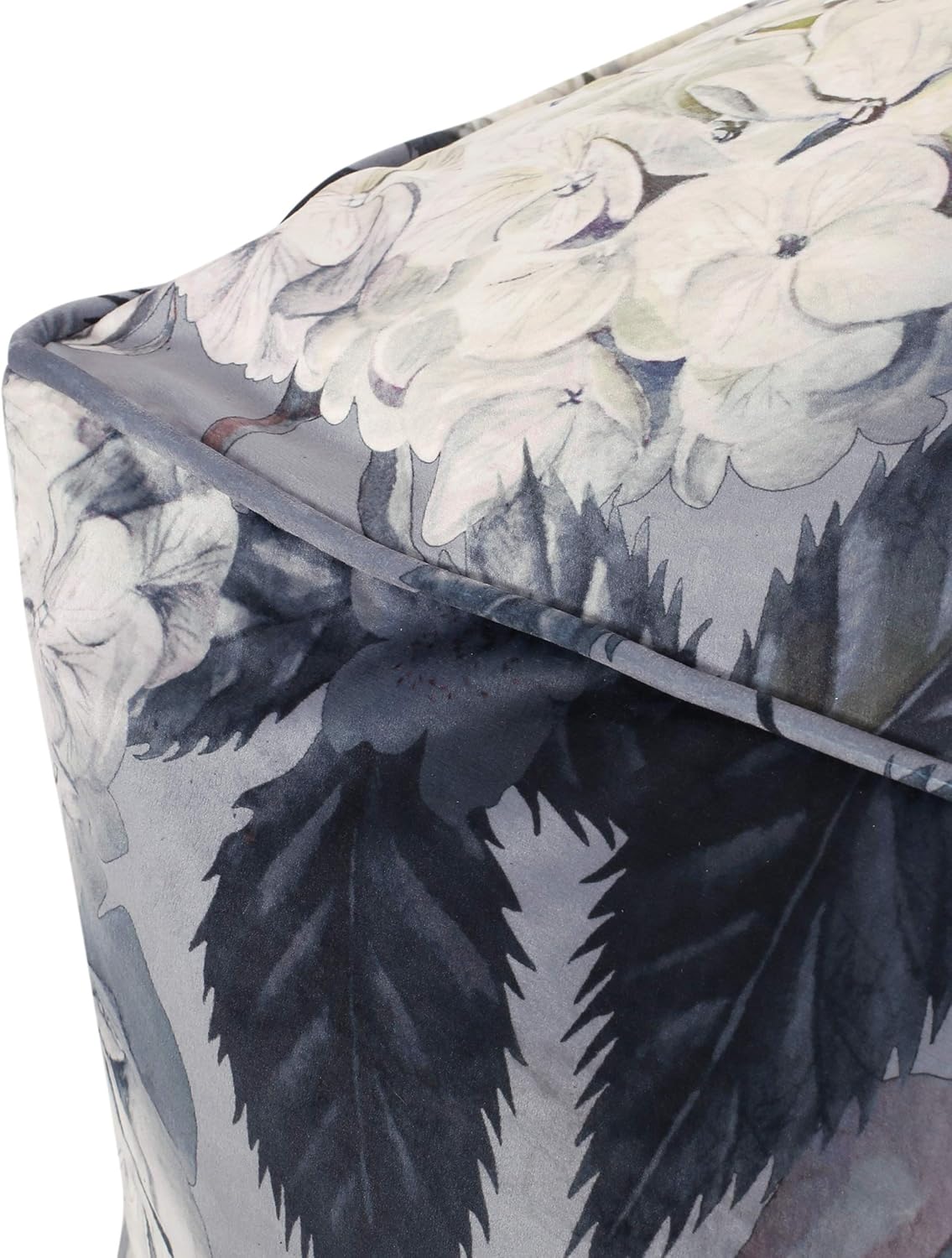 GDFStudio Traditional Velvet Flower Print Cube Pouf Ottoman Foot Stool - Bean Bag Floor Chair