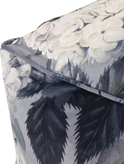 GDFStudio Traditional Velvet Flower Print Cube Pouf Ottoman Foot Stool - Bean Bag Floor Chair