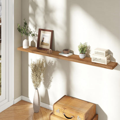 72" Floating Shelves for Wall, Rustic Elm Wood Floating Shelf for Home Decor, Wall-Mounted Display