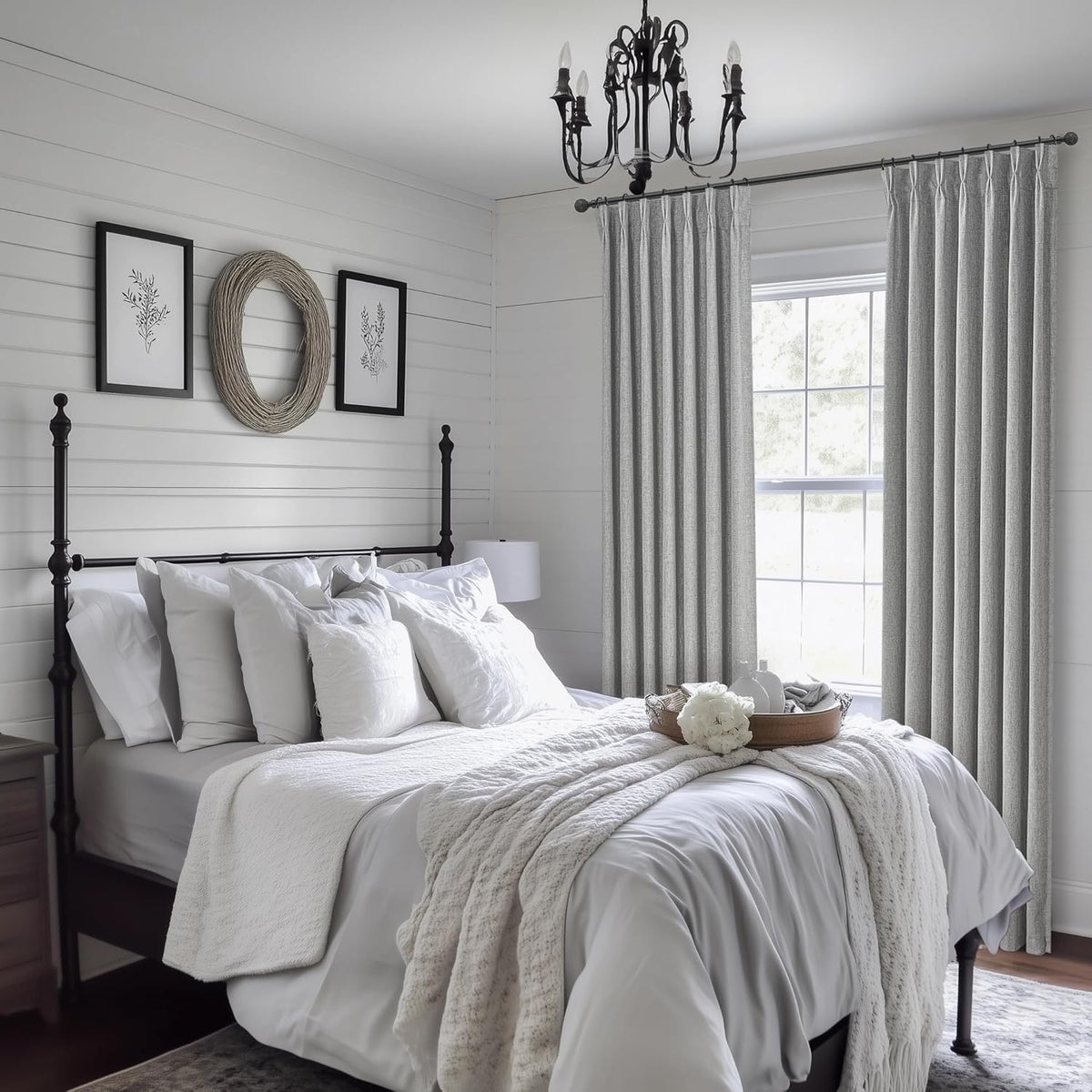 Pinch Pleated Light Grey Floor to Ceiling Curtains 102 Inch Long for Sliding Glass Door 2 Panels