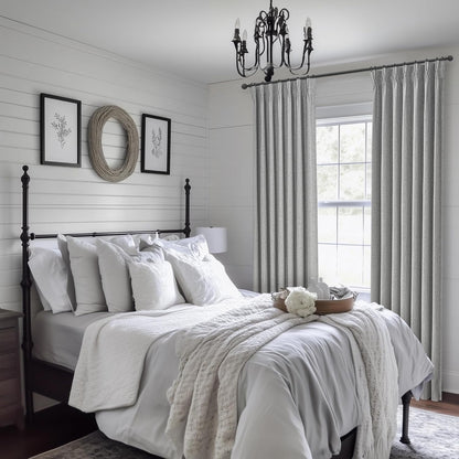 Pinch Pleated Light Grey Floor to Ceiling Curtains 102 Inch Long for Sliding Glass Door 2 Panels