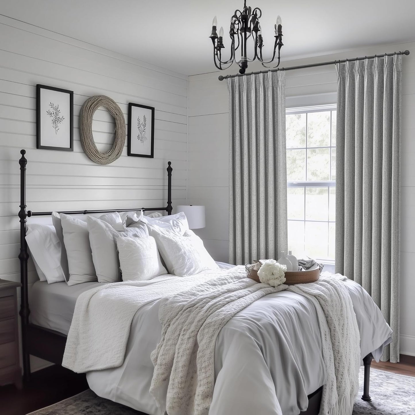 Gray 108 Inch Extra Long Curtains for Living Room 2 Panels Set, Memory Trained Pinch Pleated