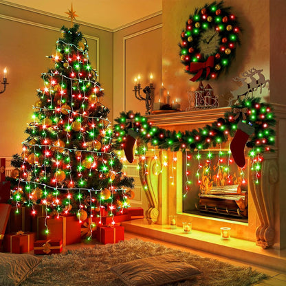 66ft Icicle Lights for Outside, Red and Green Christmas Lights Outdoor Indoor, 640 LED Twinkle