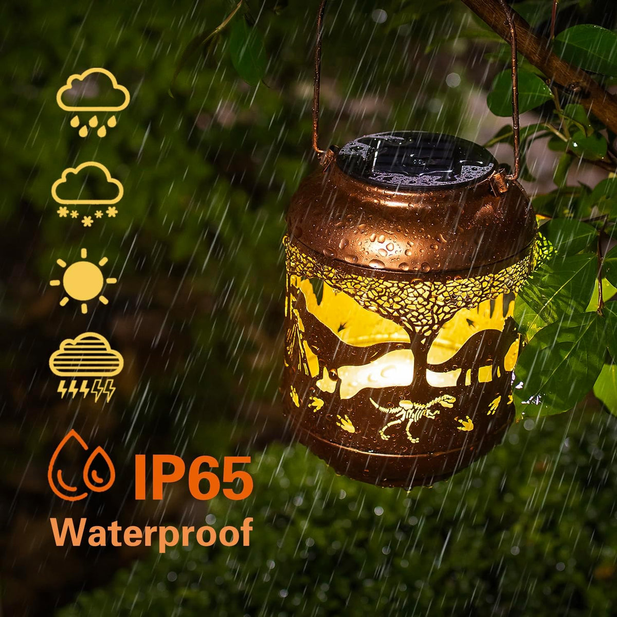 Dinosaur Solar Lanterns Outdoor Waterproof,Hanging Solar Lights Dinosaur Gifts for Women Men Metal