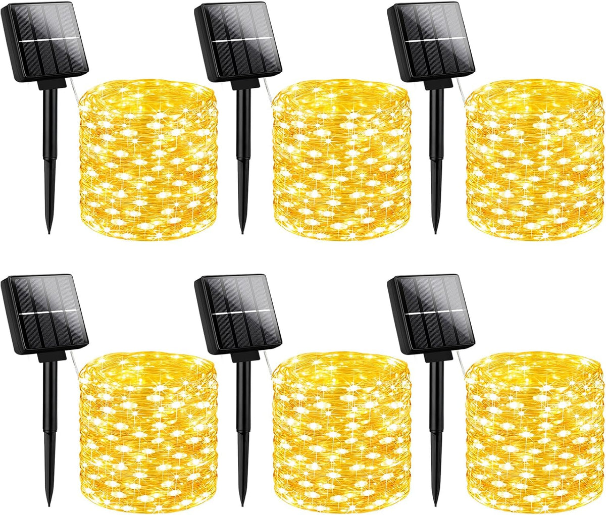 Brightever Outdoor Solar String Lights Waterproof, 6-Pack Total 240FT 600 LED Solar Powered Fairy