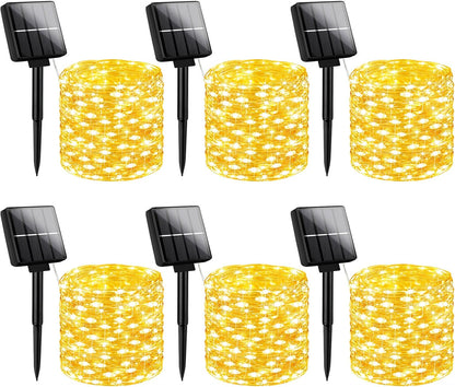 Brightever Outdoor Solar String Lights Waterproof, 6-Pack Total 240FT 600 LED Solar Powered Fairy