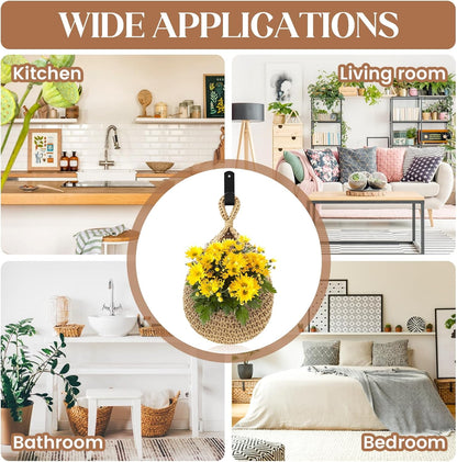 Wall Hanging Baskets for Organizing - 3 Pack Hanging Fruit Basket with 6 Pcs Strong Hooks