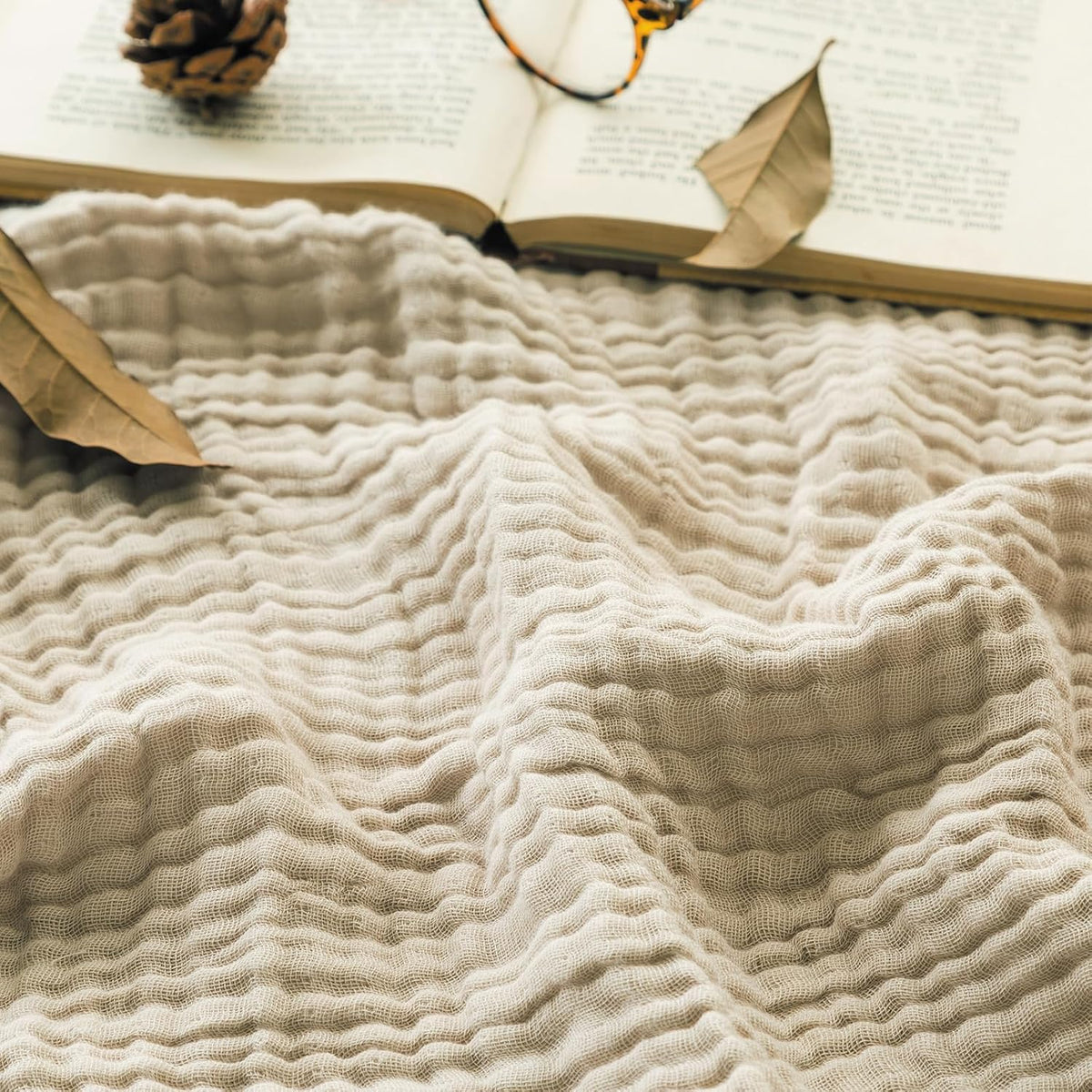 EMME Muslin Baby Blankets 100% Cotton 4-Layer Swaddle Baby 40"x50" Lightweight Soft Breathable