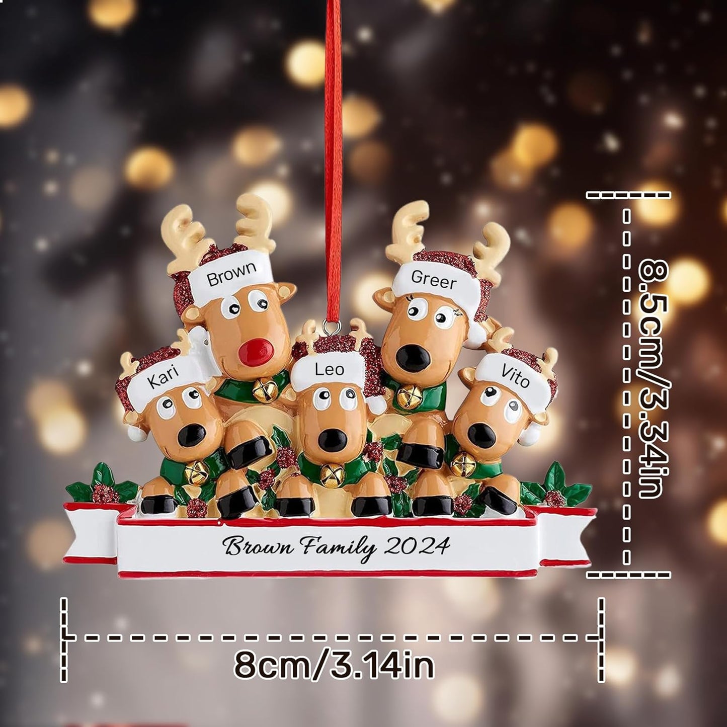 Personalized Christmas Ornaments 2025, Custom Reindeer Family Ornaments for Trees with Names