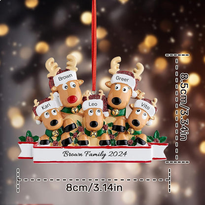 Personalized Christmas Ornaments 2025, Custom Reindeer Family Ornaments for Trees with Names