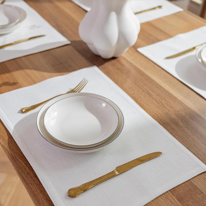 Demetex White Place Mats Set of 8 Washable Linen Placemats Heat Resistant Decorative Table Placemat