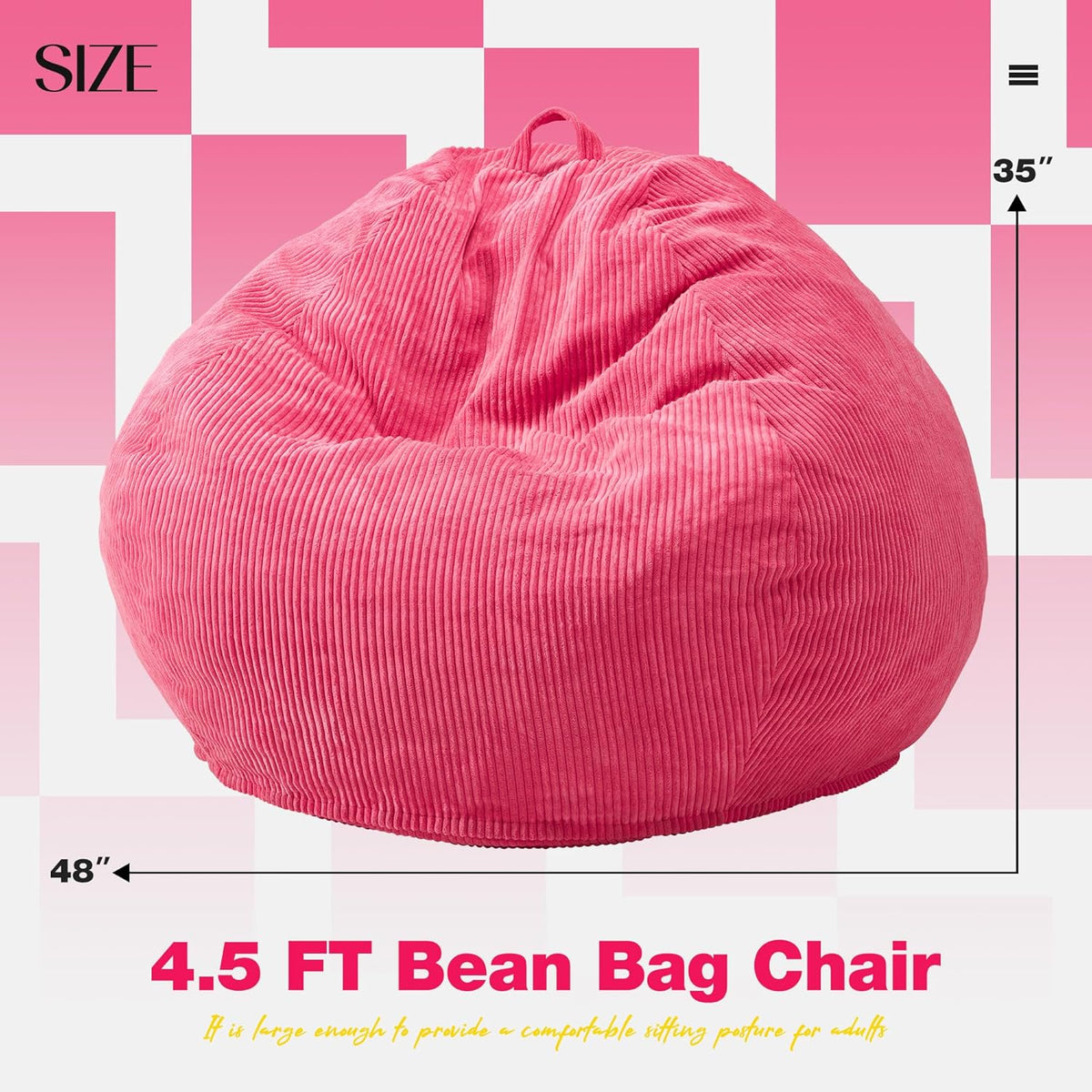 Hobestluk 4.5FT Bean Bag Chair Giant Bean Bag Chair with Filler Included Adult Bean Bag Chairs with
