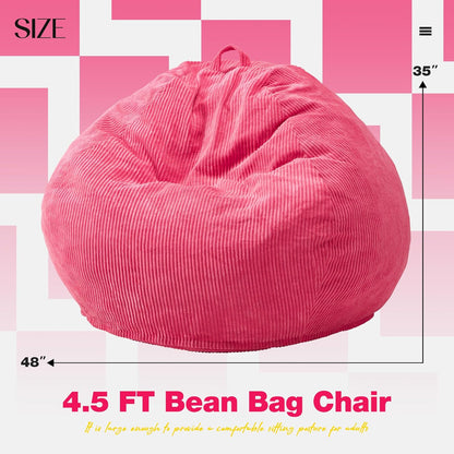 Hobestluk 4.5FT Bean Bag Chair Giant Bean Bag Chair with Filler Included Adult Bean Bag Chairs with