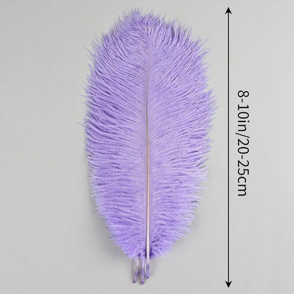 THARAHT Lavender Ostrich Feathers 12pcs Natural Bulk 8-10Inch 20cm-25cm for Crafts Wedding Party