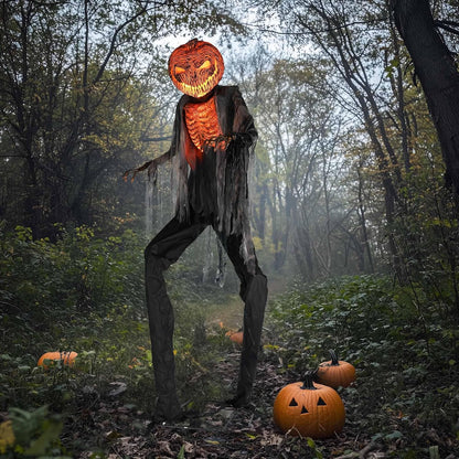 AW 7 Ft Scary Giant Large Animated Halloween Decorations Evil Monster Alien, Jack-O-Lantern Pumpkin