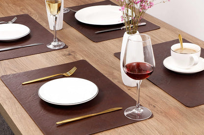 Set of 6 Faux Leather Placemats, PU Table Mats, Waterproof, Stain Resistant, Heat Resistant