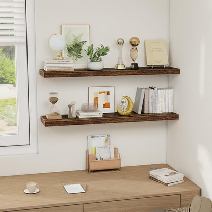 Floating Shelves Wall Shelf 40 Inch, 8 Inch Deep Floating Shelf for Wall, Farmhouse Black Wood