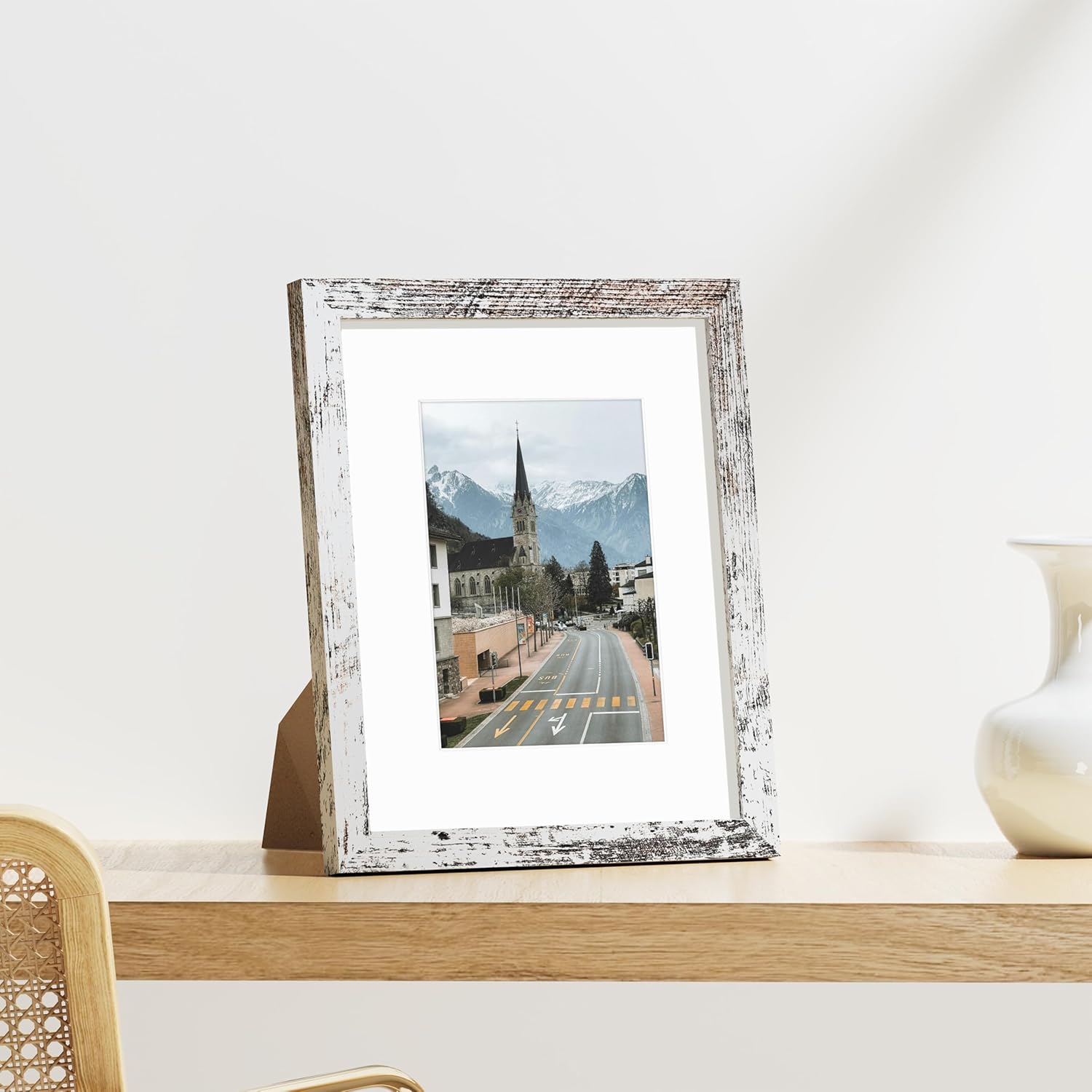 Vittanly 8x10 Picture Frames Set of 9, Shatter Resistant Plexiglass, Display 5x7 Pictures with Mat