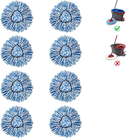 BonusLife 8-Pack Mop Head for O-Ceda RinseClean Spin Mop Refill 2-Tank System Only Easy Cleaning