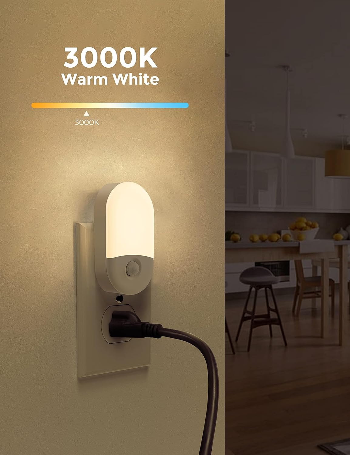 L LOHAS LED Motion Sensor Night Light, Motion Activated Night Light, 4Pack, 3000K Warm White, Night