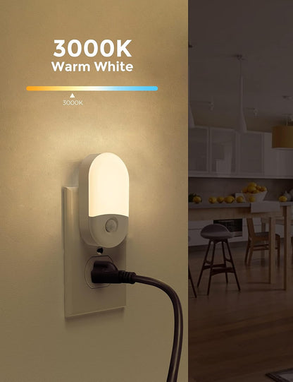 L LOHAS LED Motion Sensor Night Light, Motion Activated Night Light, 4Pack, 3000K Warm White, Night