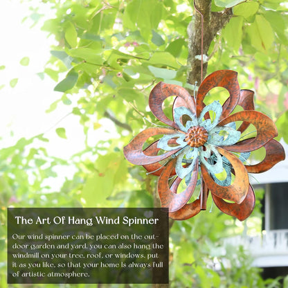 Garden Wind Spinner,Flower Wind Spinner,Outdoor Metal Wind Sculpture & Spinner Large 23 inch Dia 84