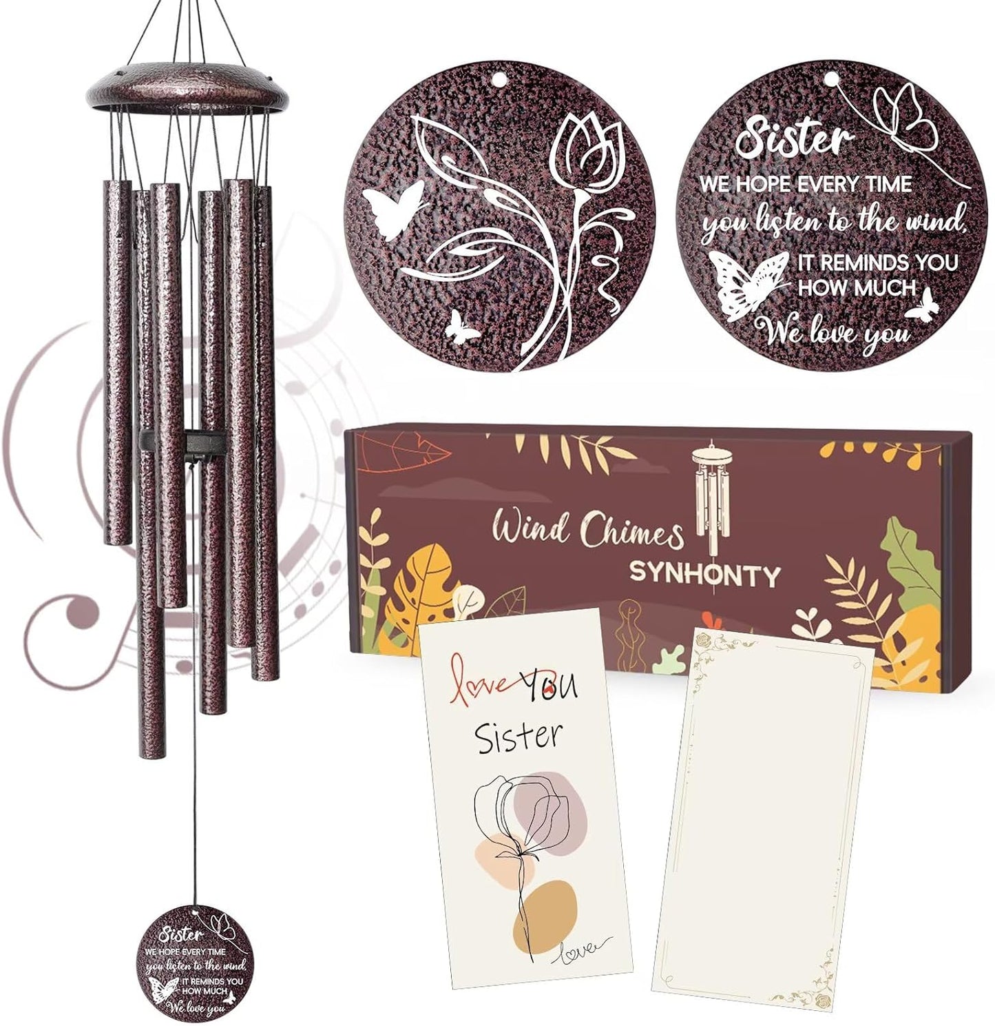 Gifts for Sister, 25''Wind Chimes, Birthday Gifts for Sister, Soul Sisters Unique Gift for