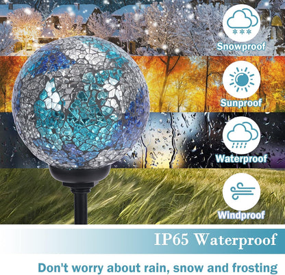 Solar Garden Lights Outdoor Decorative - Solar Gazing Ball Mosaic Garden Stakes Decorative