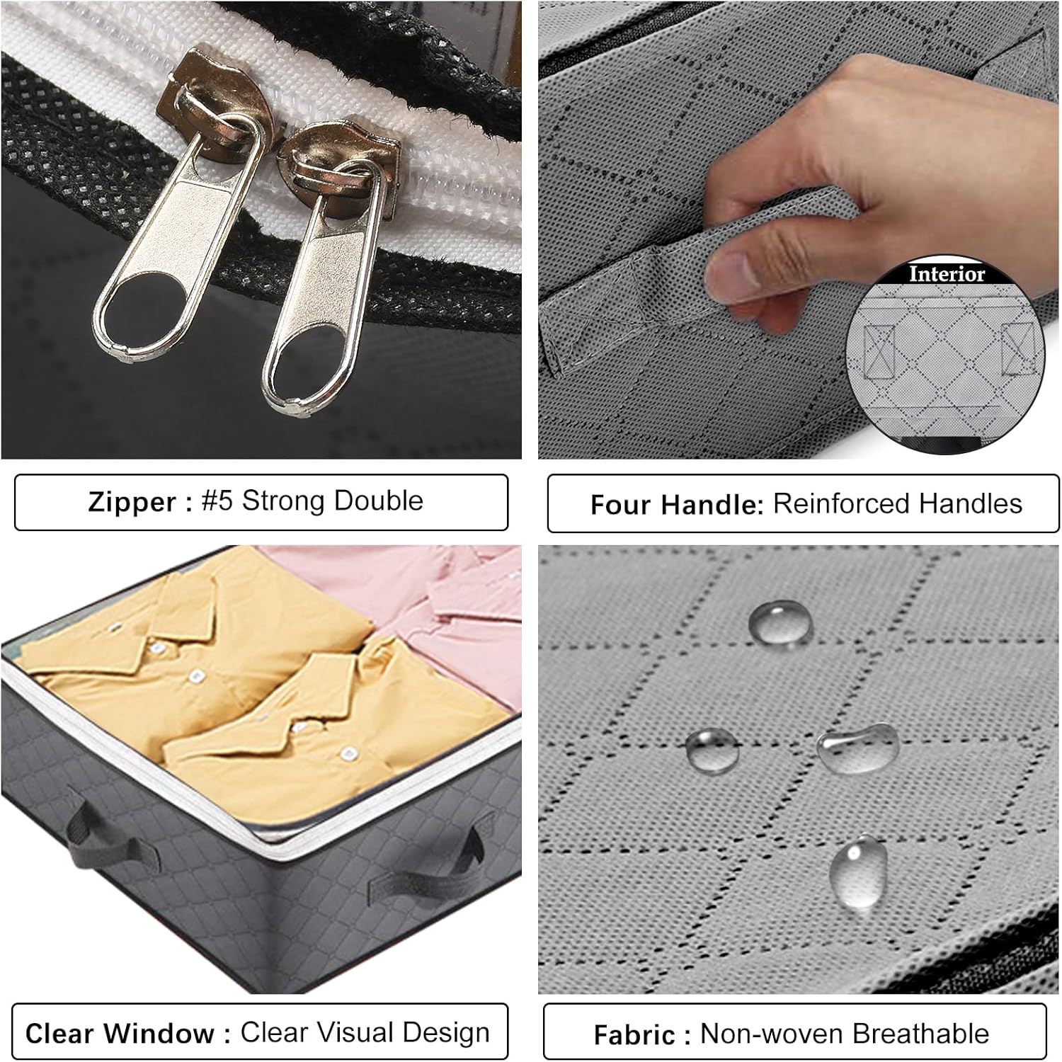 4 Pack Under Bed Storage, 90L Collapsible Closet Containers Organizers and Under Bed Storage Bins