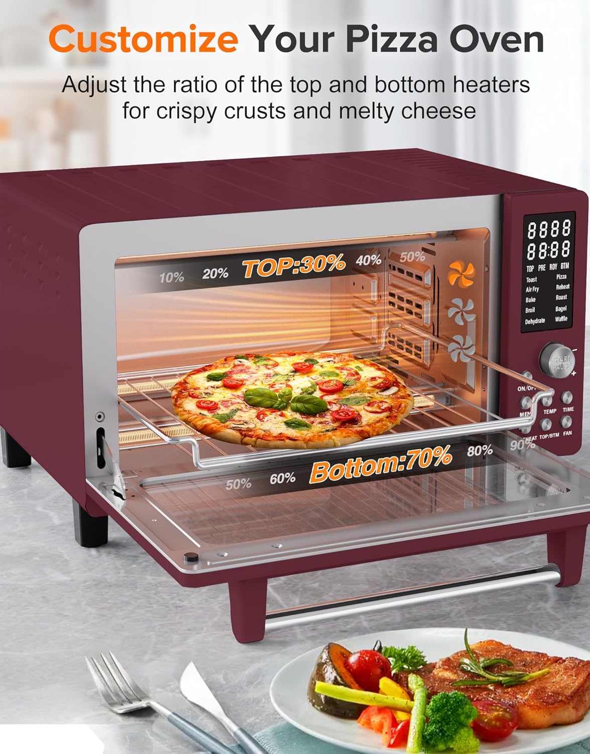 Nuwave Bravo Pro Smart Air Fryer Toaster Oven Combo, 12-in-1 Functions with Quicker & Even Crisp