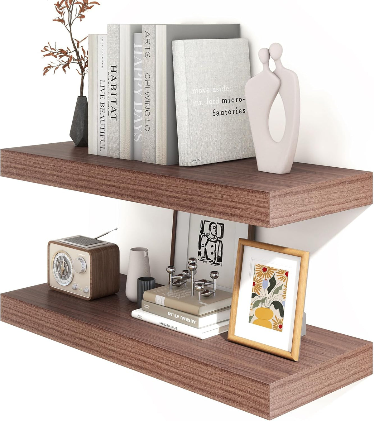 Deep Floating Shelves for Wall | 12 Inch Deep Floating Shelves 30 Inches Long Set of 2 | Rustic